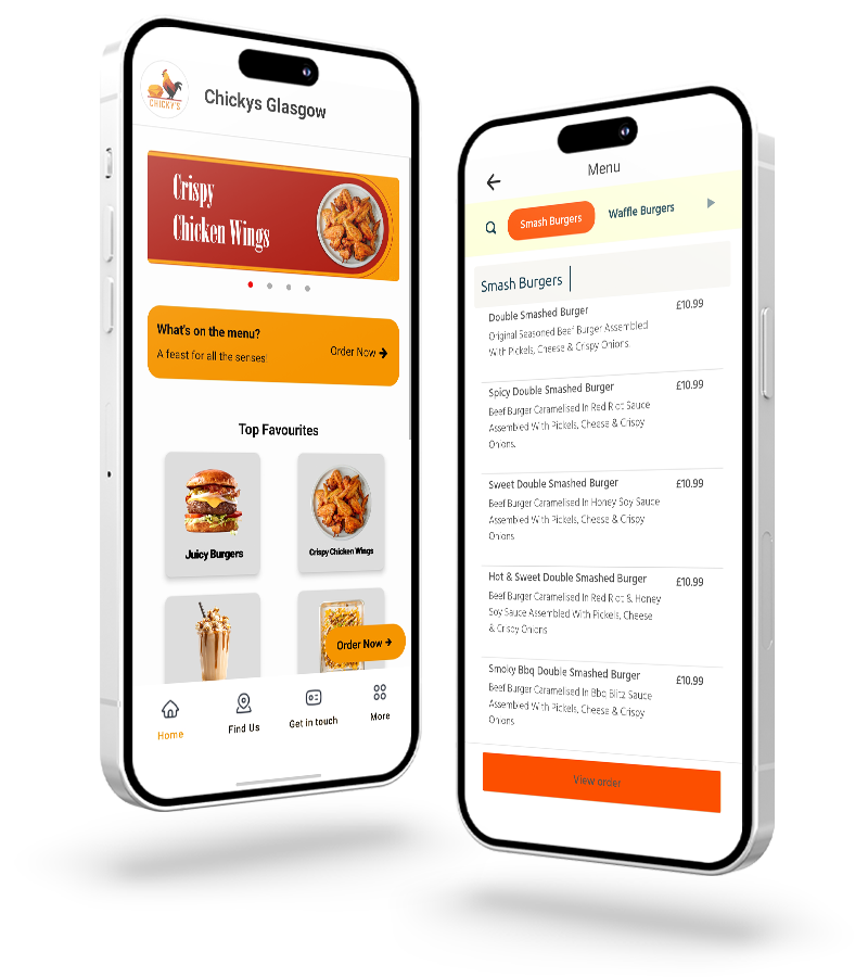 Chicky’s Glasgow app mockup